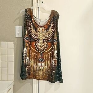 NWT Southwestern Style Graphic Tank With Owl Size 6XL